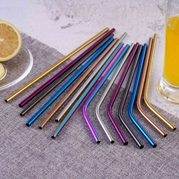 Colorful Stainless Steel Straws 8.5 Inch Rainbow Metal - Image 4