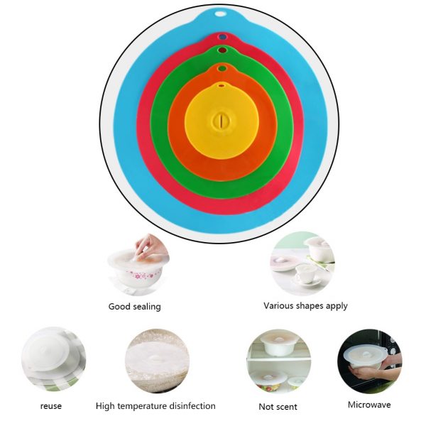 5pcs Reusable silicon stretch lids universal lid - Image 5