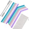 15 Pack Food grade Silicone Straws Reusable Flexibl