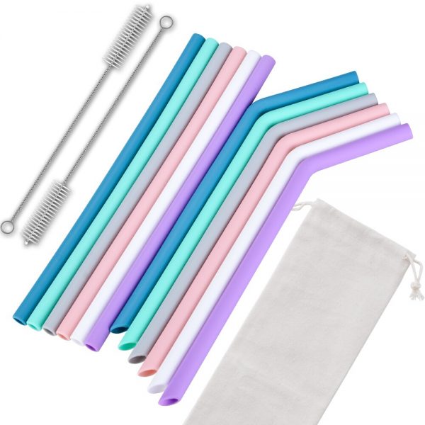15 Pack Food grade Silicone Straws Reusable Flexibl