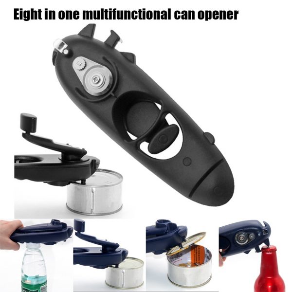 8 In 1 Multifunctional Can Opener Manual ABS Stainless Steel - Image 2