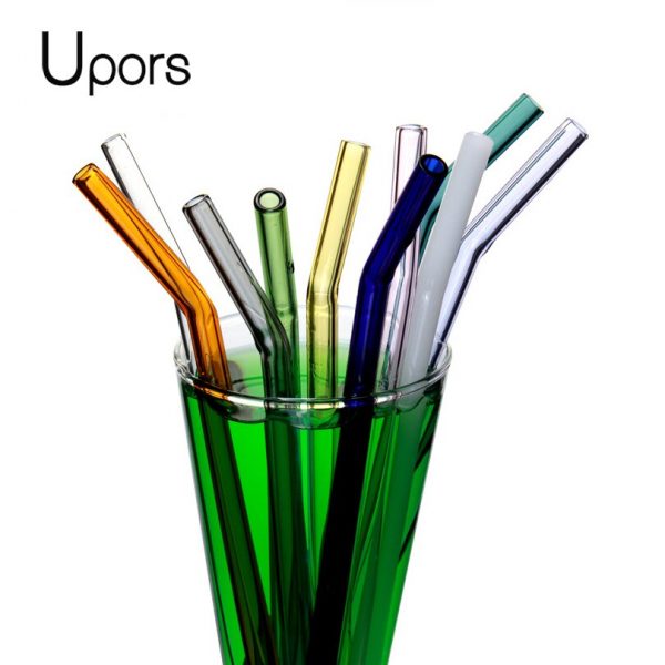 Eco Friendly Drinking Straws with Cleaning Brush Glass