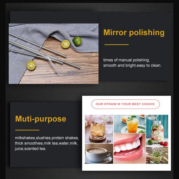 20pcs Brusher Metal Straws Reusable 304 Stainless Steel - Image 5
