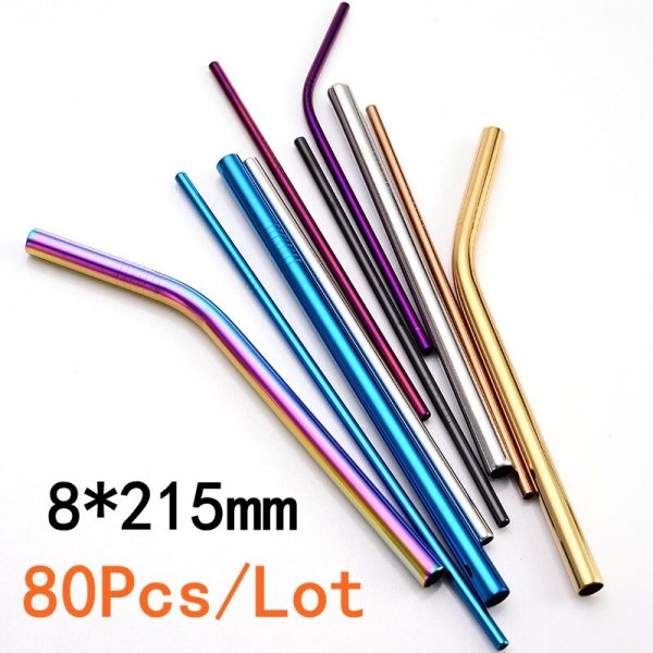 Stainless Steel Drinking Straight Bent Straws Eco-friendly