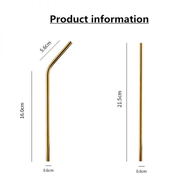 100Pcs/Set Metal Straw Reusable Gold Straws - Image 4