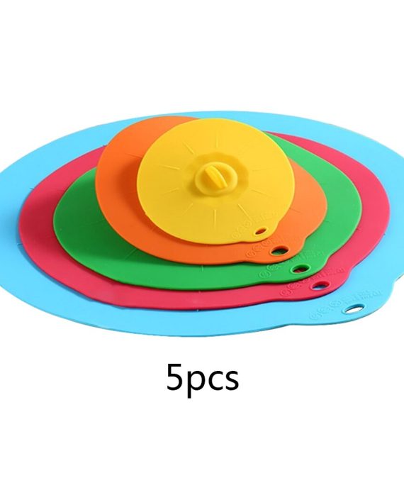 5pcs Reusable silicon stretch universal lid