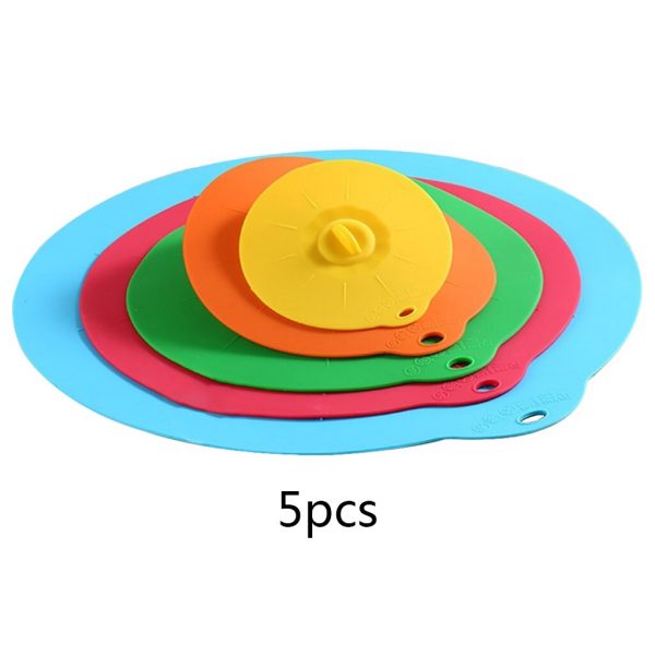 5pcs Reusable silicon stretch universal lid