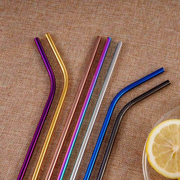 Colorful Stainless Steel Straws 8.5 Inch Rainbow Metal - Image 5