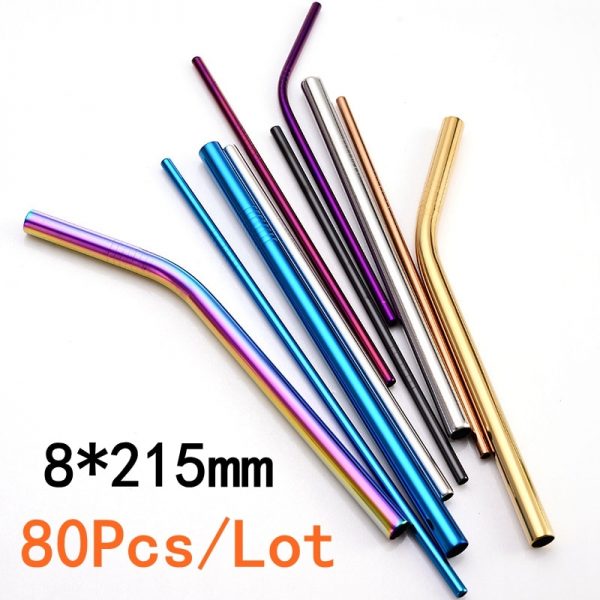 Stainless Steel Drinking Straight Bent Straws Eco-friendly - Image 2