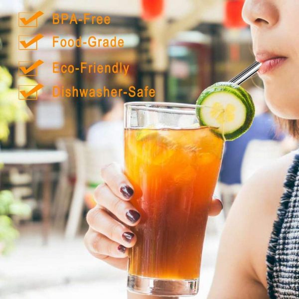 Stainless Steel Drinking Straight Bent Straws Eco-friendly - Image 3