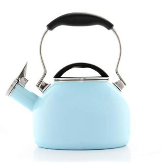 Chantal Oolong 1.8 quart Enamel on Steel Whistling Teakettle, Light Blue
