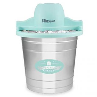 Elite Gourmet EIM-308L, Galvanized Metal Bucket, Mint Electric Motorized Maker, Ice & Rock Salt, 4Qt. Freezing Canister, Creamy Ice Cream, Gelato, Frozen Yogurt, or Sorbet, Recipe Booklet, 1.5 Quart