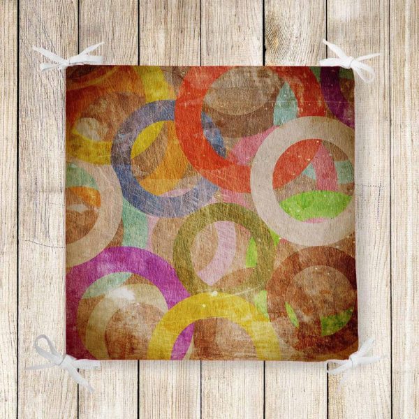 Watercolor Orange Blue Yellow Print Chair Pad