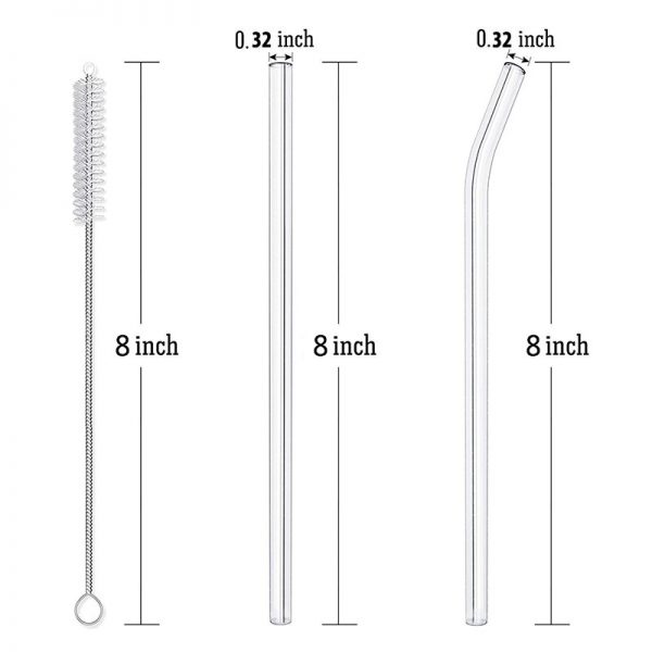 Eco Friendly Drinking Straws with Cleaning Brush Glass - Image 2
