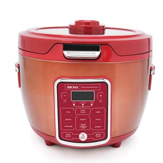 Aroma Professional ARC-1230R Cool Touch Glass Lid, Food Steamer, Slow Cooker, Multicooker with 11 Preset Functions, Steam Tray, Measuring Cup, Rice Spatula, 20 Cooked, Red