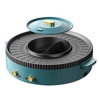 ETE ETMATE 2 in 1 Electric Smokeless Grill and Hot Pot Deluxe Version 1700W Electric Hot Pot Grill Indoor Multifunctional Hot Pot Shabu Shabu Pot with Divider, Separate Dual Temperature Control Capacity for 3-10 People110V