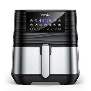 Innsky Air Fryer, 5.8 Quart, 1700-Watt Electric Stainless Steel Air Fryers Oven for Roasting/Baking/Grilling, 7 Cooking Presets, Preheat, Appointment Function& LED Digital Touchscreen, Nonstick, ETL Listed (32+ Recipe book)