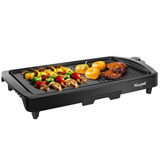lectric Griddle 2-in-1 Indoor Grill Smokeless Coated Non-Stick