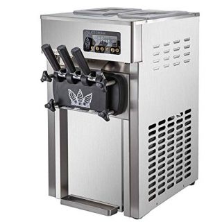 VBENLEM Commercial Soft Serve Ice Cream Maker 4.7Gallon Per Hour Countertop Stainless Steel 3 Flavors Perfect for Restaurants Snack Bar supermarkets, 4.7 Gallon, Silver