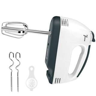 Hand Mixer Electric,（Upgraded 2020）7 Speed 180W Turbo, 180°C Multi-speed Hand Mixer, Easy Eject Button and 5 Attachments (Beaters, Dough Hooks, and Whisk)