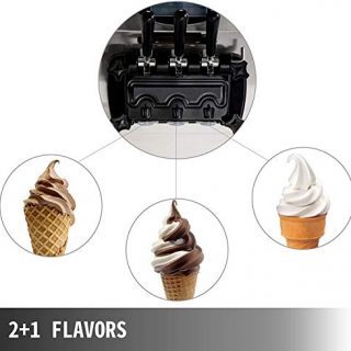 VEVOR 7.4Gallon Soft Ice Cream Machine 3 Flavors Pre-Cooling at Night Auto Clean LED Panel for Commercial Kitchen Equipment, Sliver