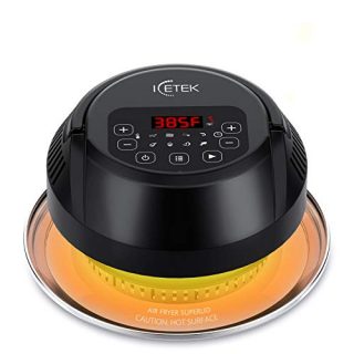 ICETEK Air Fryer Lid for Instant Pot 6/8 Qt Pressure Cooker with 8 Optional Presets, Turn Your Pressure Cooker Into Air Fryer in Seconds with LED Touchscreen and ETL Safety Protection for Air Frying