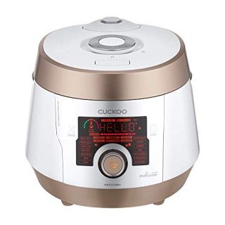 Cuckoo Multi Pressure Cooker, CMC-ASB501F, A50 Premium Series 8 in 1 (Pressure, Slow, Rice Cooker, Browning Fry, Steamer, Warmer, Yogurt, Soup Maker)18+ Smart Options, Stainless Steel, 5QT, GOLD/WHITE