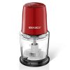 EZBASICS Food Processor, Electric Food Chopper for Vegetables, Fruits, Nuts, Ice Cubes, 2 Speed Kitchen Grinder With Sharp Blades, 2 Cup Capacity (Red)