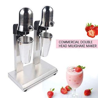 Double Head Milkshake Machine Stainless Steel Mixing Cup Drink Mixer 110V 60Hz Ice Cream Maker Milkshake Juicers for Milk, Ice Cubes Suitable in Commercial or Family