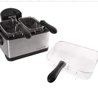 Electric Deep Fryer- 3 Fry Baskets, 1 Large and 2 Small for Dual Use