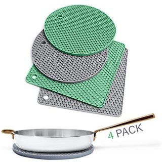 Linda’s Premium Silicone Trivet Mats | Multipurpose Hot Pan Mat | Trivets for Hot Pots and Pans, Drying Mat, Jar Opener | Extra Thick Countertop Mat for Hot Dish | Non-Slip and Heat Resistant | 4 Pack