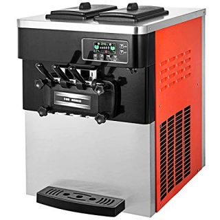 VEVOR 2200W Commercial Soft Ice Cream Machine 20 to 28L or 5.3 to 7.4Gal Per Hour LED Display Auto Shut Off Timer 3 Flavors Perfect for Restaurants, Orange