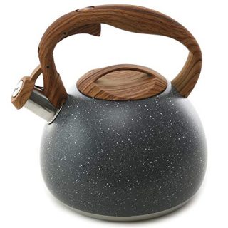 Teapot Loud Whistle for Stovetops Wood Pattern Handle