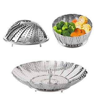 Zocy Steamer Basket Stainless Steel Instant Pot Accessories for Food and Vegetable, Premium Expandable Steam Basket to Fit Various Size Pots Medium (6" to 9.5"))