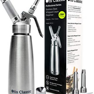 Whipped Cream Dispenser Stainless Steel - Professional Whipped Cream Maker - Gourmet Cream Whipper - Large 500ml / 1 Pint Capacity Canister - Includes 3 Culinary Decorating Nozzles