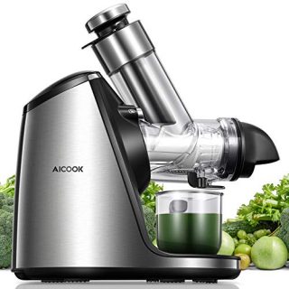Juicer Machines, Aicook Slow Masticating Juicer Extractor 200W, Large Feed Chute, Unique Ceramic Auger Makes High Nutritive Fruit&Vegetable Juice, Easy to Clean, Ice Cream ACC&Juice Recipes Included