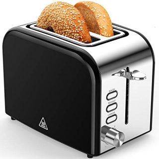 Toasters 2 Slice Best Rated Prime 1.5in Wide Slot with Bagel/Reheat/Cancel Function Stainless Steel Cool Touch 2 Slice Black Toaster for Bread with Removable Crumb Tray