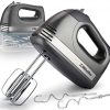 Mueller Electric Hand Mixer, 5 Speed 250W Turbo with Snap-On Storage Case and 4 Stainless Steel Accessories for Easy Whipping, Mixing Cookies, Brownies, Cakes, and Dough Batters