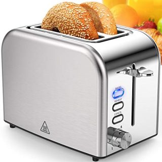 Toasters 2 Slice Best Rated Prime 1.5in Wide Slot with Bagel/Reheat/Cancel Function Stainless Steel Cool Touch 2 Slice silver Toaster for Bread with Removable Crumb Tray