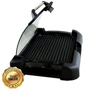 Aluminum Reversible Indoor Grill and Griddle with Removable Glass Lid