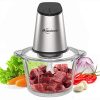 Electric Food Chopper, Makoloce 8-Cup Food Processor,2L BPA-Free Glass Bowl Blender Grinder for Meat, Vegetables, Fruits and Nuts, Fast & Slow 2-Speed, 4 Sharp Blades