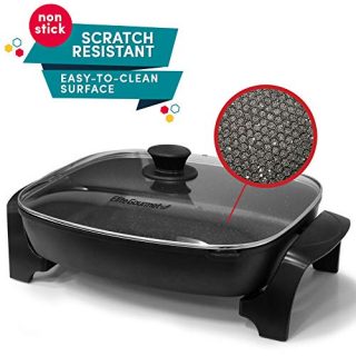 Electric Skillet with Tempered Glass Vented Lid