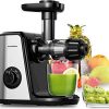 Masticating Juicer Machines, Bonsenkitchen Cold Press Juicer for Fruit & Vegetable, Easy to Clean, BPA Free, Quiet Motor & Reverse Function, High Nutrition Reserve, Juice Extractor for Celery, Kale, Carrot (Grey)