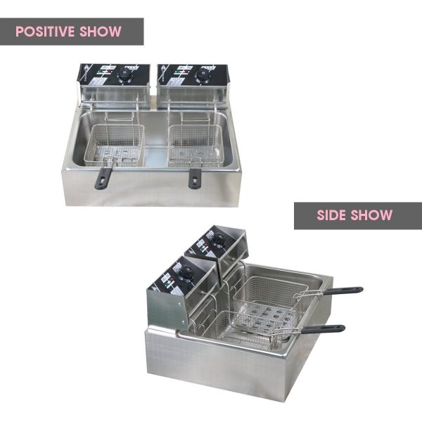 Double Oil Cylinder Electric Deep Fryer French Fries