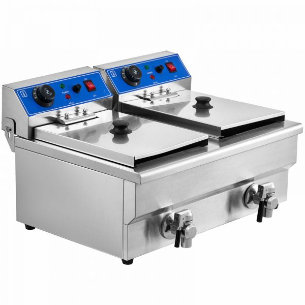 Electric Deep Fat Chip Fryer Dual Tank