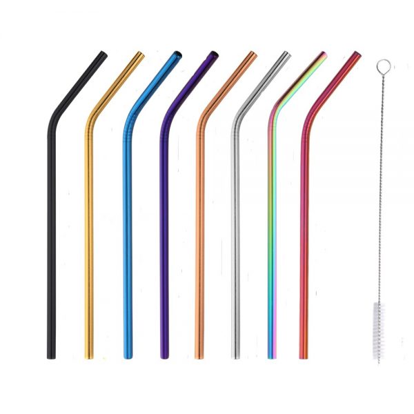 100PCS Reusable Stainless Steel Straw