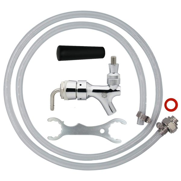 Beer Faucet Beer Line Clamp - PERA Brand Including Draft Beer Faucet, ID 3/16" OD 7/16" Beer Line 5ft Length with Beer Line Connector Hex Nut and Clamp, Spanner Wrench 100% Quality Guarantee