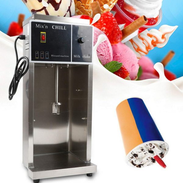 350W 110V Commercial Electric Ice Cream Machine Mixer Milkshake Blizzard Maker Blender for Restaurants w/ 3 Hand Cups