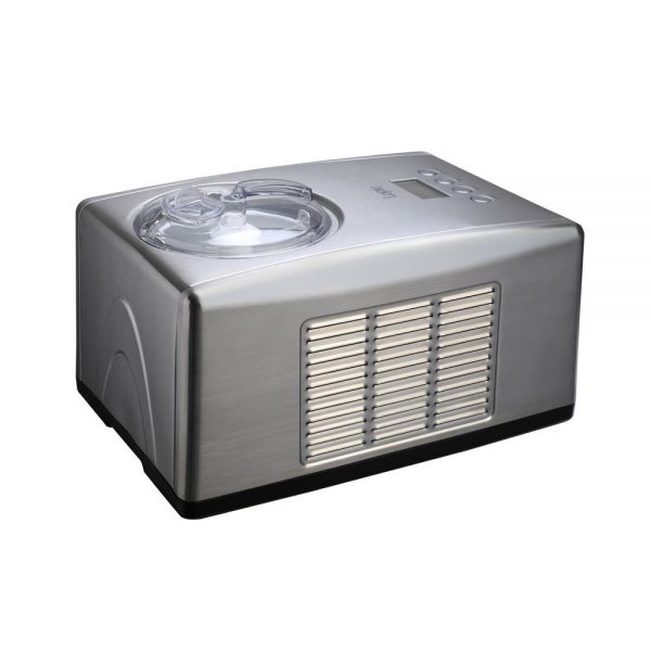 Lopie Stainless Steel Ice Cream Maker with Built-in Compressor without Pre-Cooling, LCD Digital Display (Silver, 1.6 Quart)
