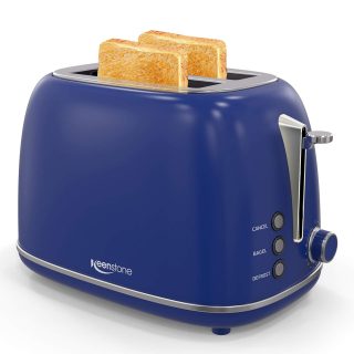 2-Slice Toasters Stainless Steel Retro Toaster with Extra Wide Slots (Blue)